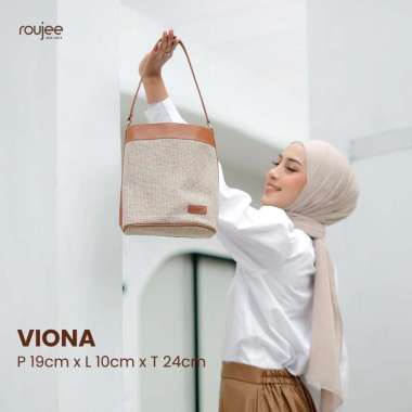 ROUJEE BAG VIONA - BUCKET BAG TAS WANITA CUSTOM NAMA HANDBAG TAS KANVAS Hitam