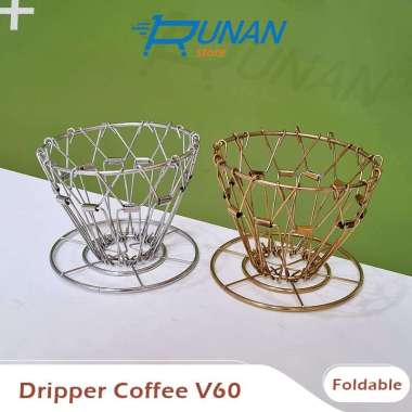 Dripper Kopi V60 Coffee Dripper Collapsible Stainless Dripper Lipat Silver