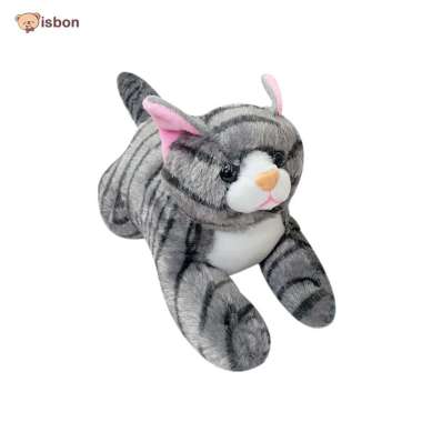 Boneka Karakter Kucing Loreng Lying Cat Bulu Halus By Istana Boneka 30cm Grey