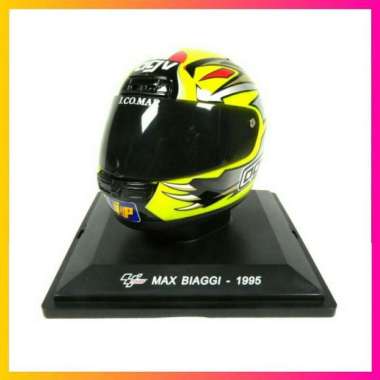 Miniatur Helm Moto Gp Agv Ixo 1/5 Motogp Helmet Max Biaggi 1995 Kode Br03