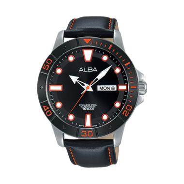 Alba AT2045X1 Analog Quartz Starp Leather Jam Tangan Pria - Hitam