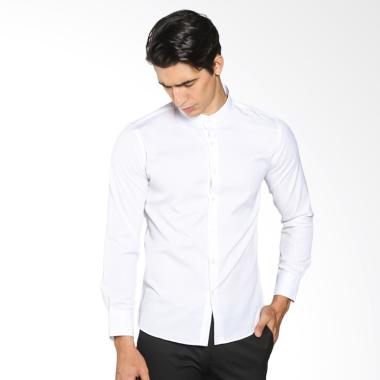 VM Slimfit Krah Shanghai Polos Dolby Panjang Kemeja Pria - Putih