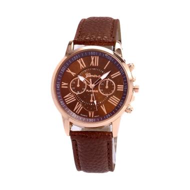 Geneva 001 Strap Kulit Sintetis Jam Tangan Wanita - Coklat