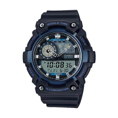 Casio AEQ-200W-2A Illuminator World Time Jam Tangan Pria - Blue Blue