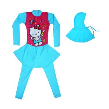 Nice ABG Motif Hello Kitty Baju Renang Muslim - Biru Muda
