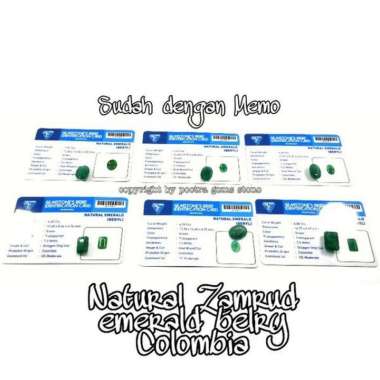 NATURAL BATU PERMATA ZAMRUD EMERALD BERLY COLOMBIA SEPAKET DENGAN MEMO Colombia + memo 13x10x4mm