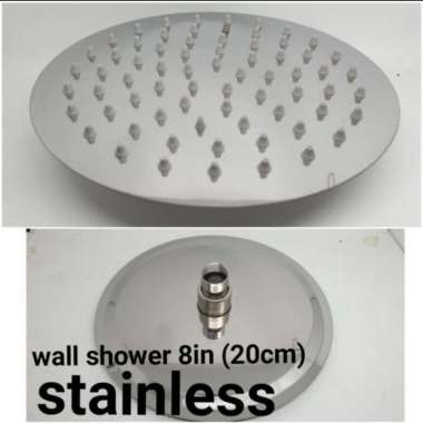 Kepala shower tanam 8 inchi bulat stainless / head shower