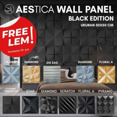 3D PVC Wall panel Hitam/Black Dinding 50x50CM| Dekor rumah |Home Decor