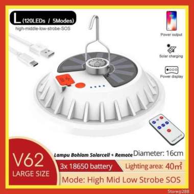 Lampu Bohlam Led Camping Solar Cell Panel Darurat Emergency Gantung Putih