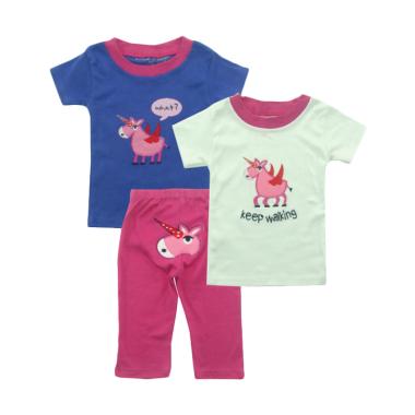 Bearhug Kuda Bersayap Set Pakaian Anak Perempuan - Biru