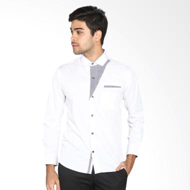 VM Fashion Casual Slimfit Korean Kemeja Panjang Pria - Putih
