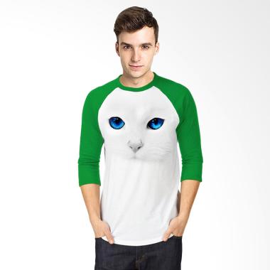 T-SHIRT GLORY Kaos 3D Cat T-shirt - Putih Hijau