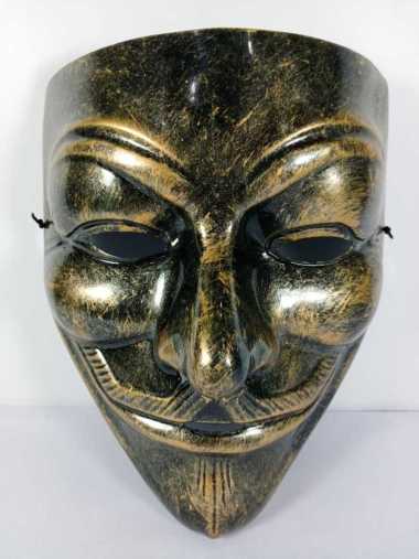 Topeng Anonymous Bahan Thermoplastic - KualtiasPremium - Topeng Hacker Gold Bronze