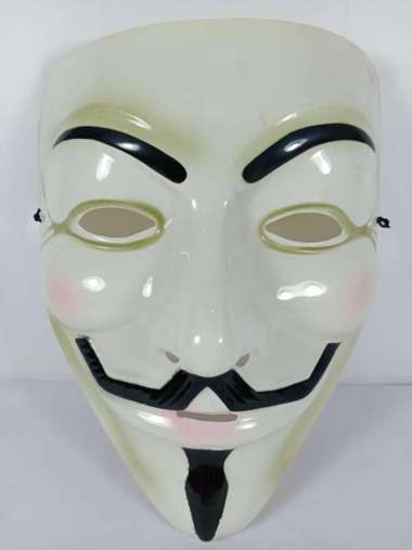 Topeng Anonymous Bahan Thermoplastic - KualtiasPremium - Topeng Hacker White