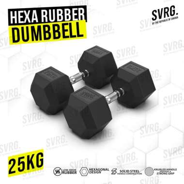 Svarga Hexagonal Dumbbell - 25 KG - Rubber Dumbell Barbell