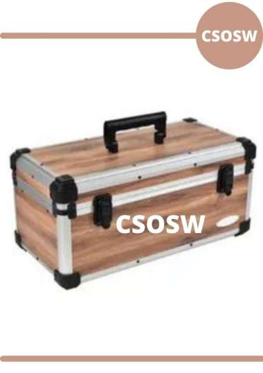Krisbow Kotak Peralatan Aluminium Motif Kayu Tool Box Kotak Perkakas
