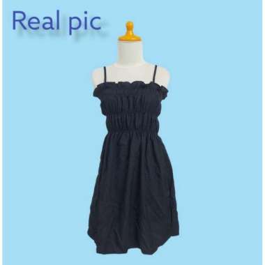 DRESS KEMBEN SEXY 847 TALI TERBARU 2023 / MINI DRESS KOREA POLOS KEKINIAN / SEMI DRESS SABRINA KERUT MURAH CASUAL ELEGAN Hitam