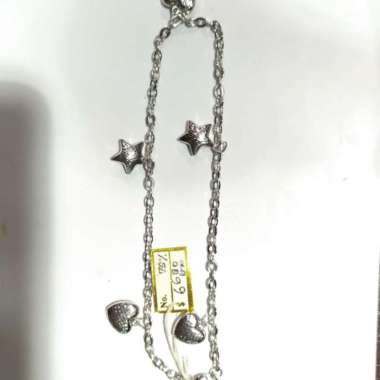 Gelang Kaki Love + Bintang Emas Putih 750