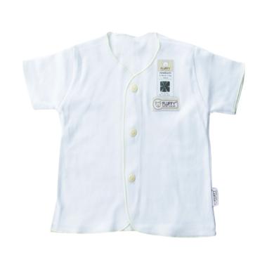 Fluffy Kancing Baju Atasan Bayi - Putih List Kuning