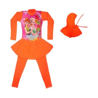 Nice Motif Frozen Baju Renang Muslim Anak Perempuan - Orange