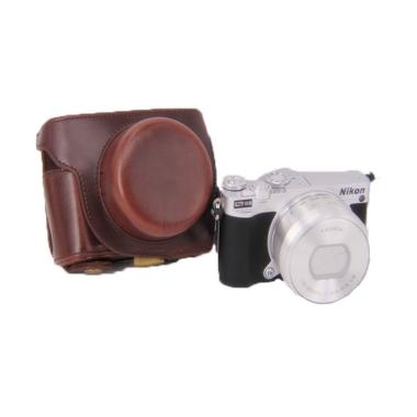 Third Party Leather Case for Nikon J5 - Light Brown -