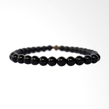 Riza Craft Batu Black Onyx Alam Asli Natural Gelang Tasbih [33 Butir] M Black/Mud