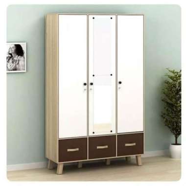 Lemari Pakaian Metropolis Arnor WD3 | 3 pintu baju cermin laci wd
