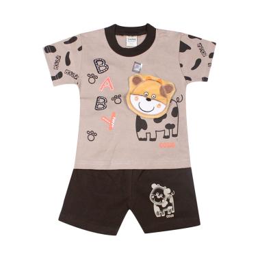 Tompege TP-5452 Setelan Baju Oblong Anak Laki Laki - Coklat Muda
