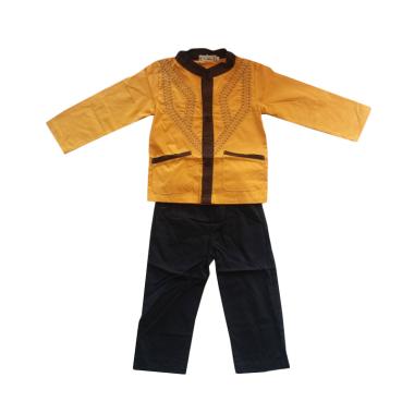 L Nice Koko Boys Atasan Yellow Set Pants Baju Koko Anak - Black