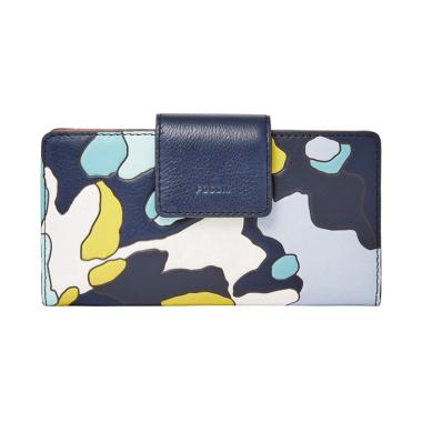 Fossil SL 7186403 Emma RFID Tab Clutch Dompet Wanita - Blue Multi