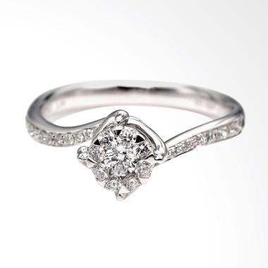 Tiaria DJXJZ043 Perhiasan Emas Cincin Emas Putih 9K with Zircon