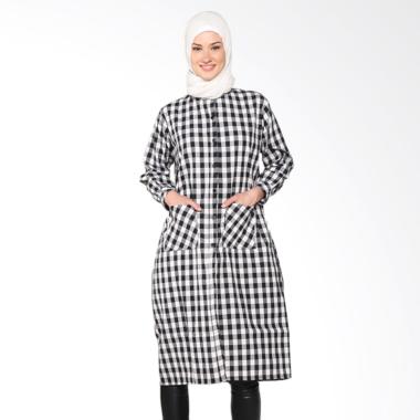 Chick Shop 2 CO-34a-02-H Simple Checkered Long Shirt Muslim - Black