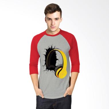 T-Shirt Glory 3D Airphone Drag Kaos Raglan - Abu Merah