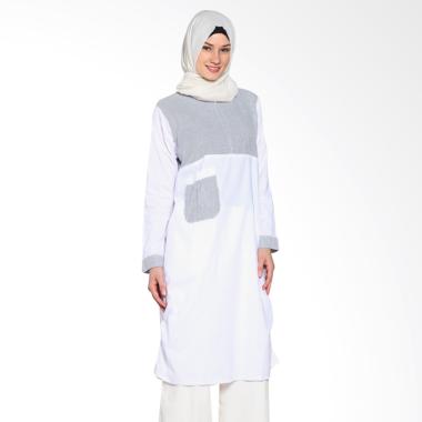 Chick Shop Unique Plain CO-78a-03-BP Dress Moslem - Blue White