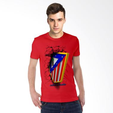 T-Shirt Glory Kaos 3D Atletico Madrid Elegant Kaos Pria - Merah