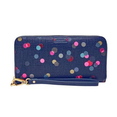 Fossil Emma RFID Large Zip Clutch SL 7173400 Dompet Wanita - Navy