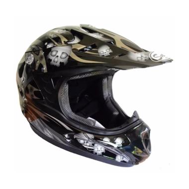 Snail MX309 Motocross Motif Skull Helm Full Face - Hitam Kilap XL