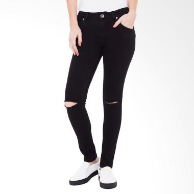 People's Denim Ladies Calique Cut Ripped Celana Panjang Wanita - Black