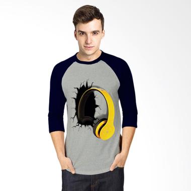 T-Shirt Glory 3D Airphone Drag Kaos Raglan - Abu Navy
