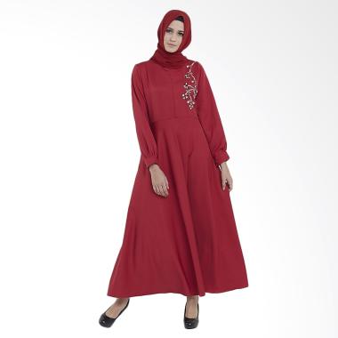 Zayani Signature Marwah Long Dress Muslim Wanita - Merah