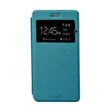 Smile Flip Cover Casing for Samsung Galaxy Alpha G580 - Biru Muda