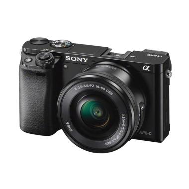 SONY Alpha A6000 with 16-50mm Lensa Kamera Mirrorless - Hitam