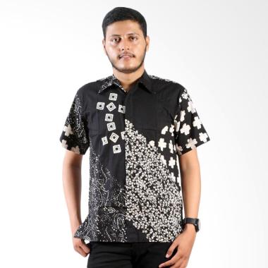 Batik Cap Pria Kemeja Lengan Pendek Kotak Salada Monochrome