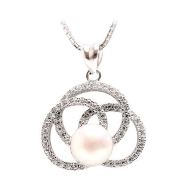 Royale Jewel WGP 106A Kalung Perak Emas Putih dan Mutiara Asli