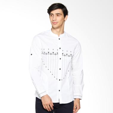 Cardinal Jeans Kemeja Koko Slim Fit - Putih Print CAHX010.08A