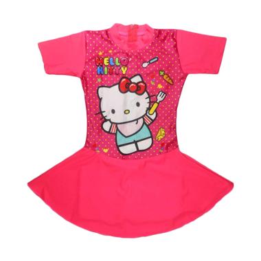 Nice ABG Motif Hello Kitty Polka Baju Renang Rok Anak - Peach