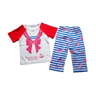 Nissen Girl Sailor White Pant Setelan Anak - Red Stripe Blue