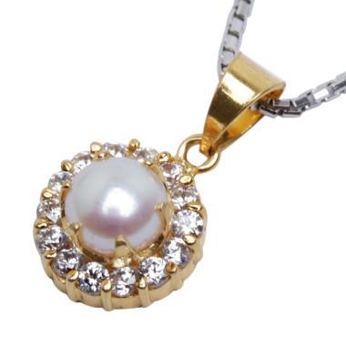 Royale Jewel WGP 094A Kalung Perak Emas Putih dan Mutiara Asli
