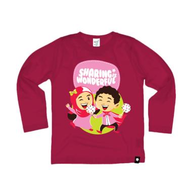 Afrakids AF147 Sharing Is Wonderfull Kaos Anak Muslim - Magenta