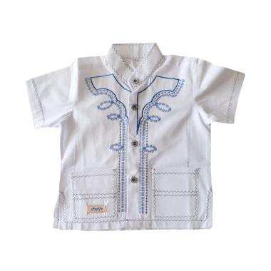 Rafifa Koko Pendek Bordir Model B Baju Koko Anak - White Blue